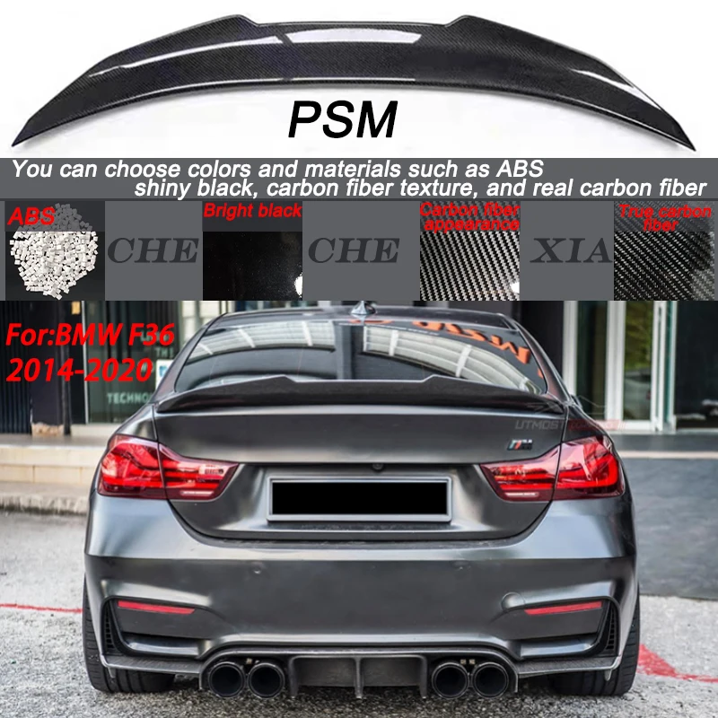 

For BMW 4 Series F36 2014-2020 Carbon Fiber Rear Trunk Spoiler MP M4 PSM Style Wing Tail Kit Gloss Black