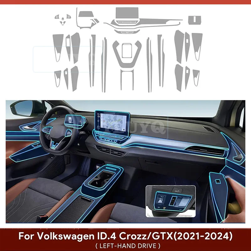 

For Volkswagen VW ID.4 Crozz GTX 2021-2024 Center Console Gear Panel Navigation Screen TPU Interior Protective Film Anti-Scratch