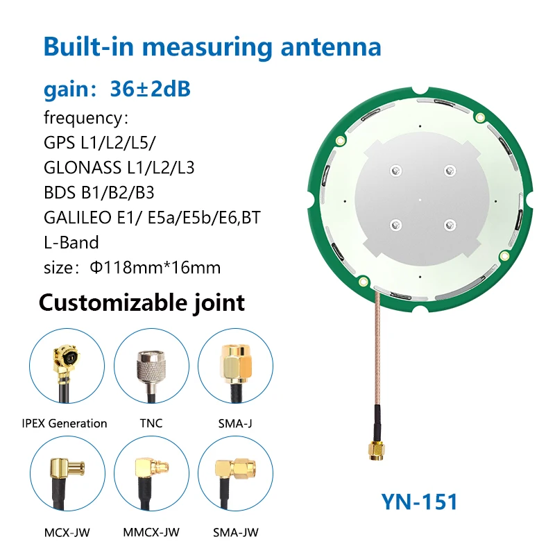 GNSS high-precision surveying and mapping full system RTK four-star full frequency driving test positioning built-in antenna