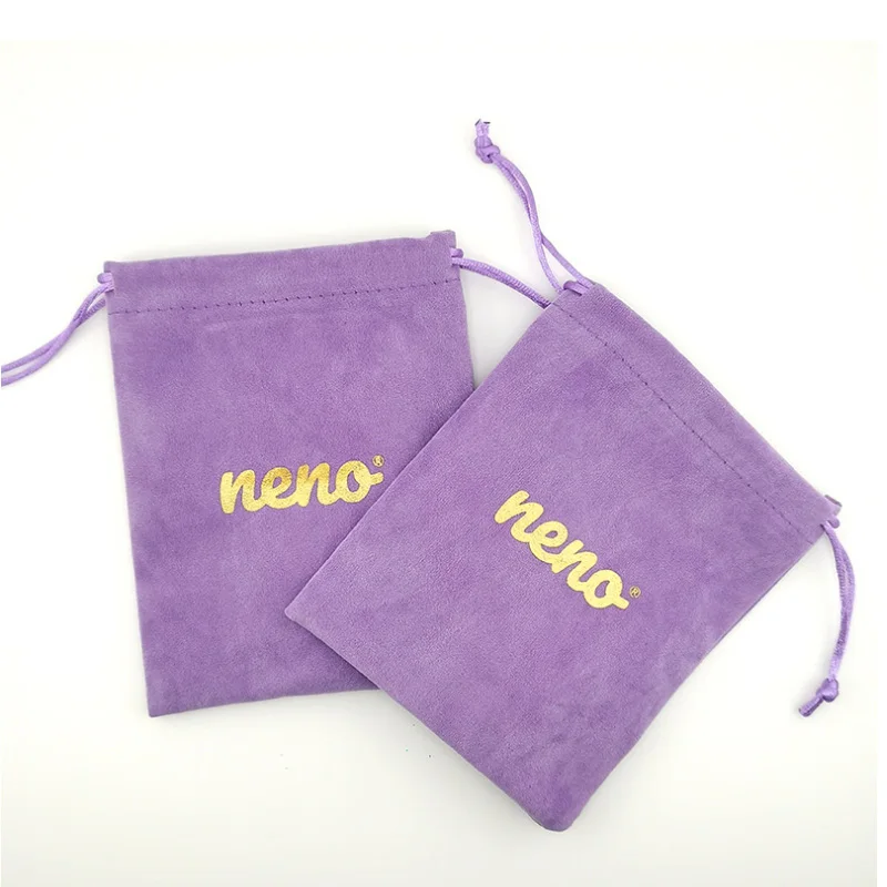 Purple Velvet Gift Bags 5x7cm 7x9cm 9x12cm 50pcs/Lot Jewelry Fannel Drawstring Pouches