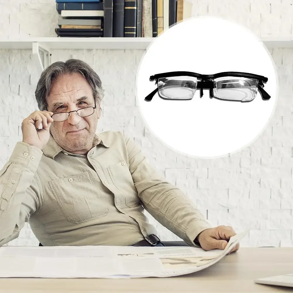 Dial Adjustable Variable Focus Glasses for Reading Distance Vision Eyeglasses Safety Goggles for Men Women