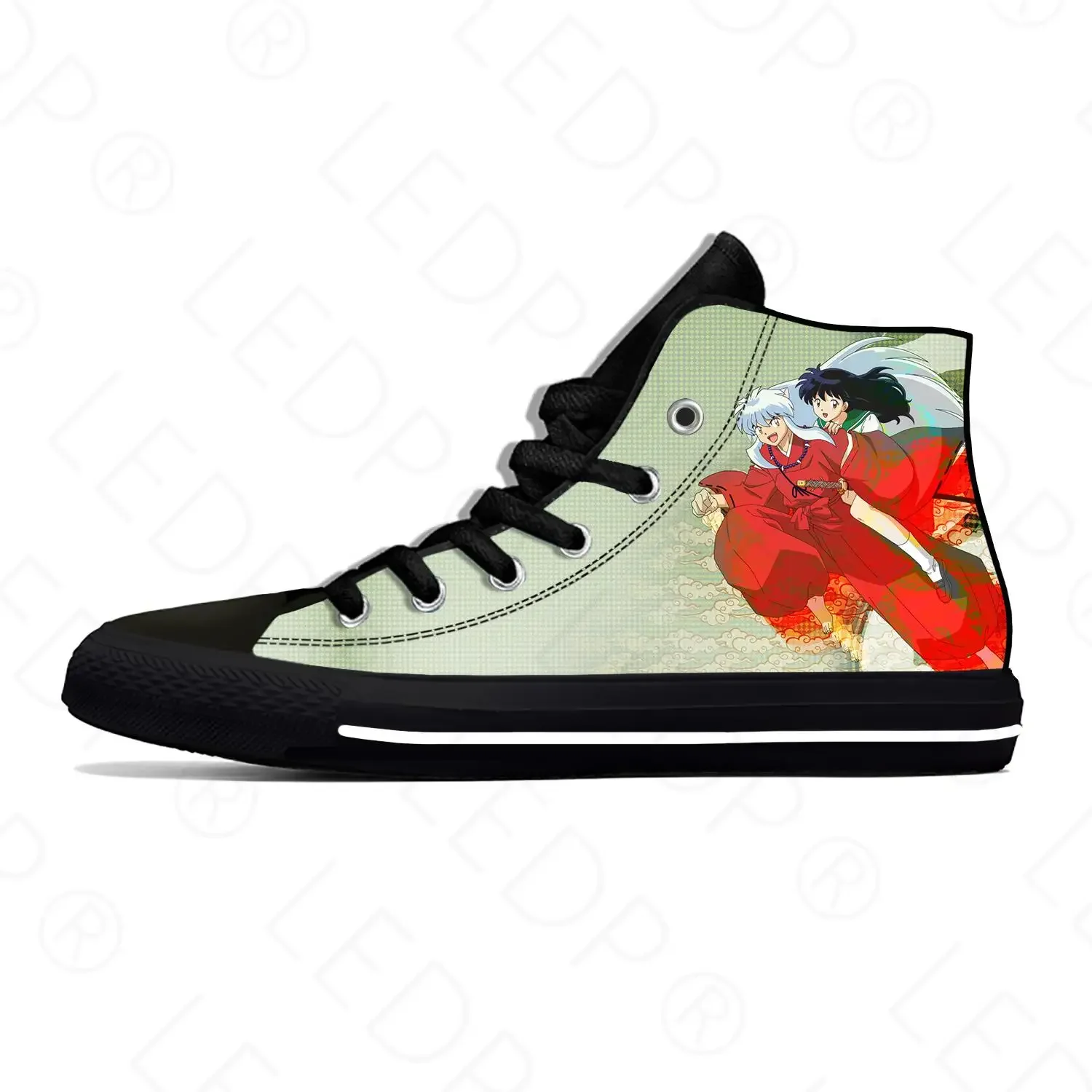 Sapatilhas masculinas e femininas japonesas de anime manga, sapatos de pano casuais, leves, respiráveis, estampa 3D, na moda, Inuyasha