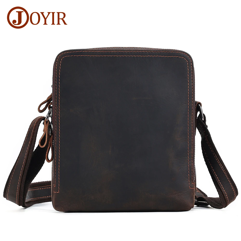 JOYIR Genuine Leather Small Messenger Bags Retro Shoulder Bag Travel Work Purse Crossbody Bags for 7.9\