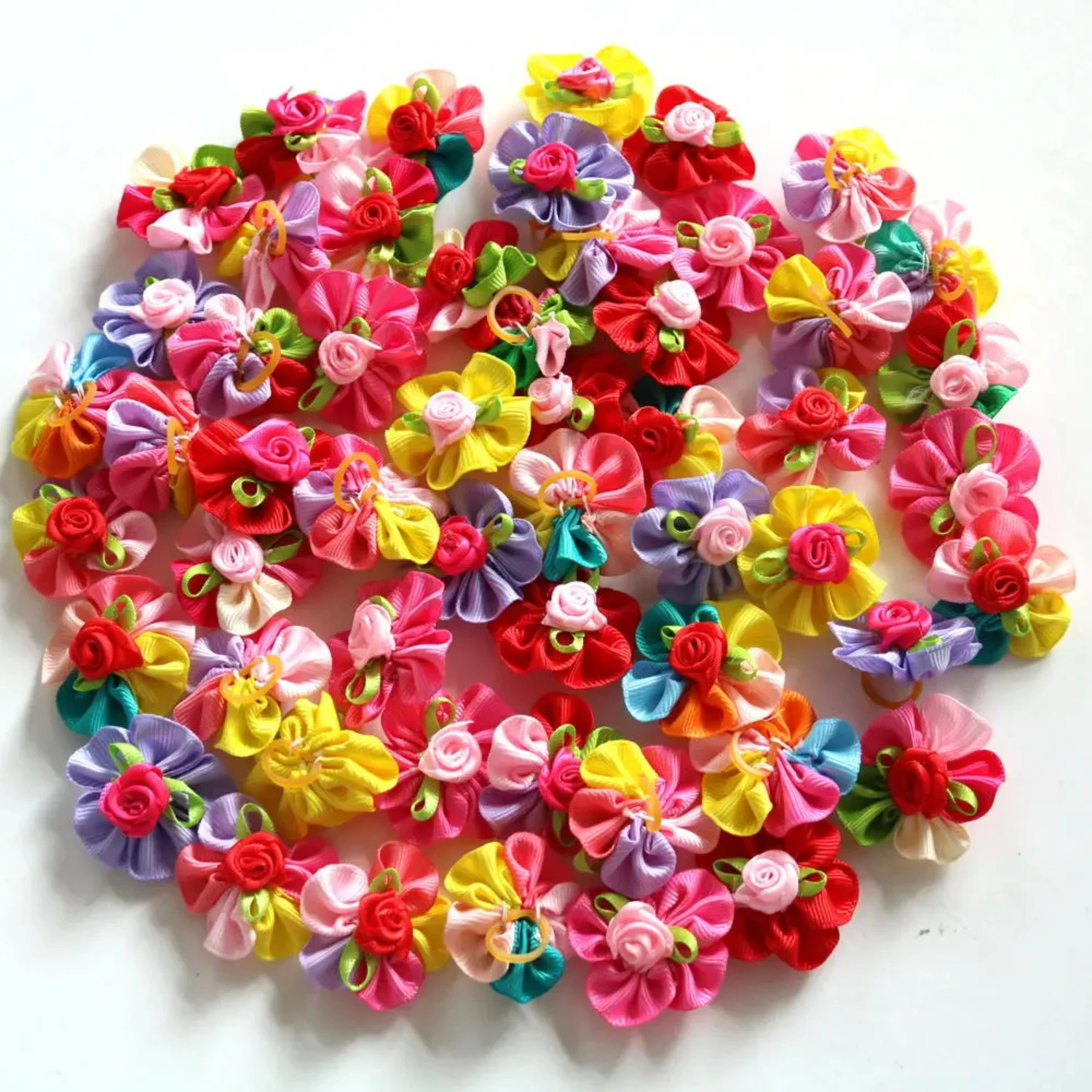 100 قطعة الكلب الاستمالة الانحناء كلب القط فيونكات شعر الأربطة المطاطية مستلزمات الحيوانات الأليفة إكسسوارات الشعر المنتجات الكلاب الصغيرة الكلب ث من يوليو