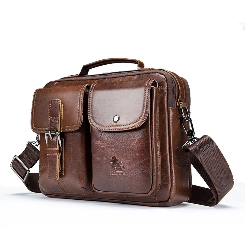 Men Shoulder Bag Genuine Leather Business Handbag Men Messenger Bag Large Capacity Sling Bag Fashion Man Crossbody Shoulder Bag