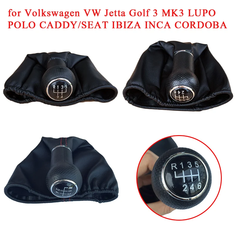 

5/6 Speed MT Car Gear Knob Lever Stick Shift Knob PU Leather For VW Golf MK3 Polo For Seat Ibiza 1996 - 2001
