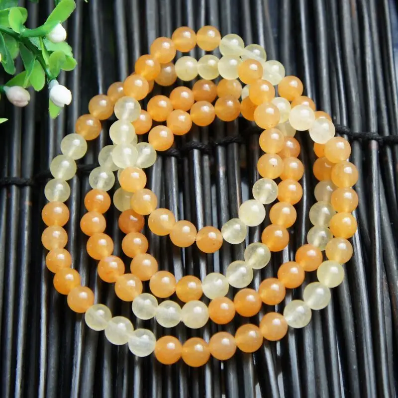 

Natural Jades Stone 108 Bead Mala Bracelet Women Real Chinese Golden Silk Jade Bead Elastic Beaded Bangle Lucky Amulet Bracelets