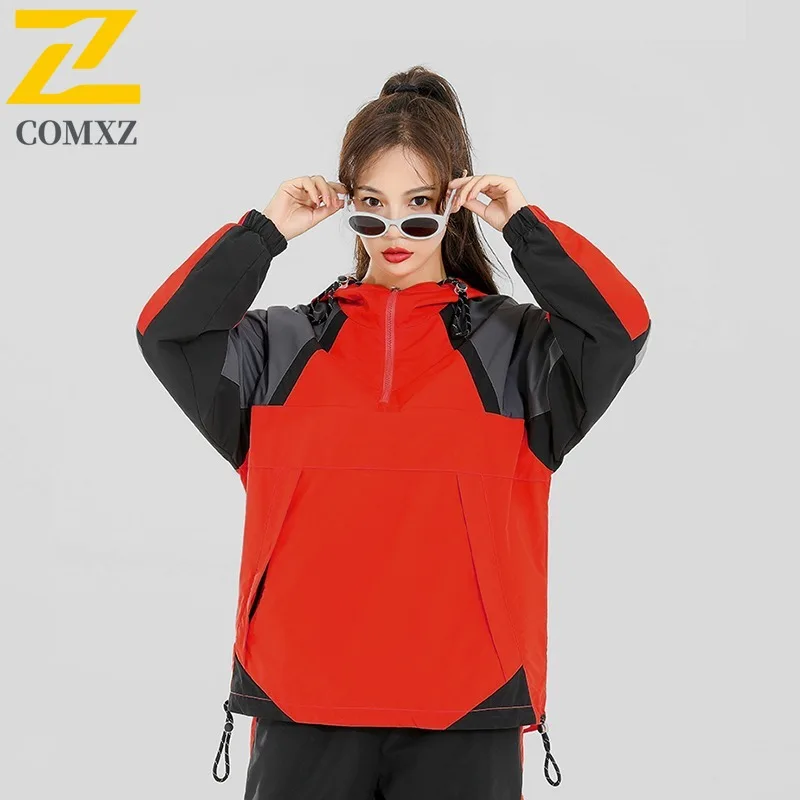 

COMXZ Unisex Jacket 2025 Spring Autumn Patchwork Color Workwear Couple Casual Coat Fashion Trend Loose Fit Outdoor sports Coat