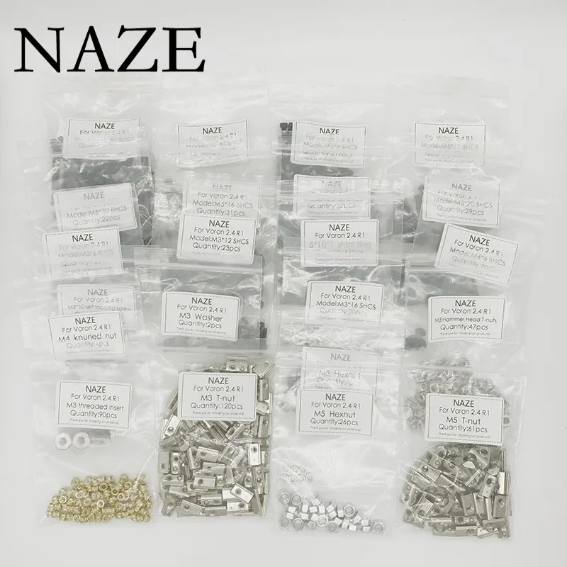 NAZE Voron2.4 3D Printer R1/R2 V2.4 Screws Full Kit DIY Project Fasteners Screws Nuts Full Kit For Voron 2.4 Parts