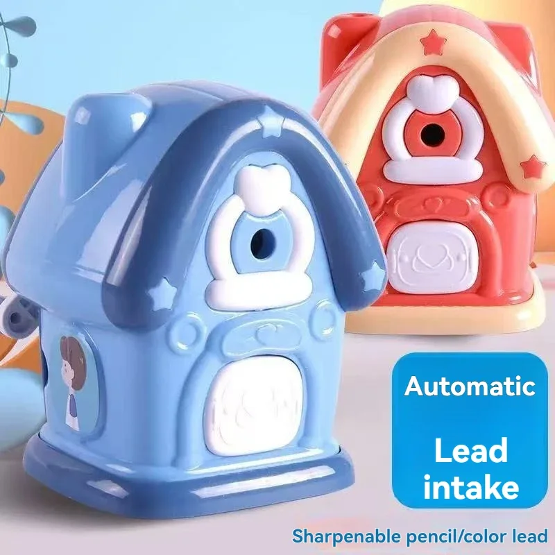 Pencil Sharpener Automatic Lead Feeding Pen Turning Machine Hand Cranked Pencil Sharpener Cute School Supplies Korean Stationery