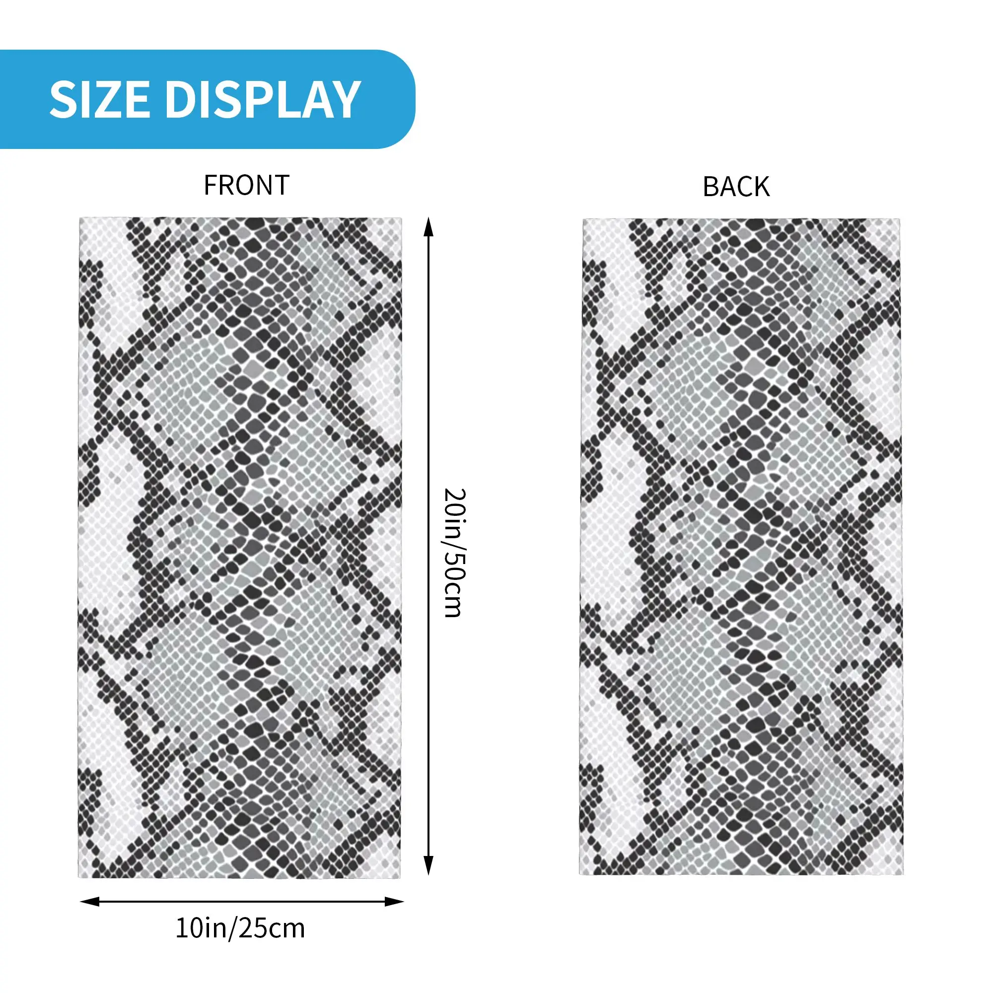 Gray Snake skin Animal Print Bandana Neck Cover Printed Mask Scarf Headband Running for Men Women Adult All Season