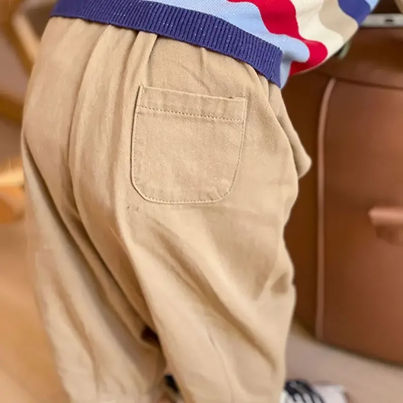 Spring Autumn Baby\'s New Versatile Baby Children\'s Solid Color Closed Casual Pants Loose 1-5Y Baby Pants
