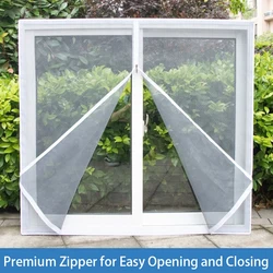 High Transparency Zipper Mosquito Screen Door, Double-Stitched Mesh, Easy Open and Close, Insect-Repellent, for Home Protection