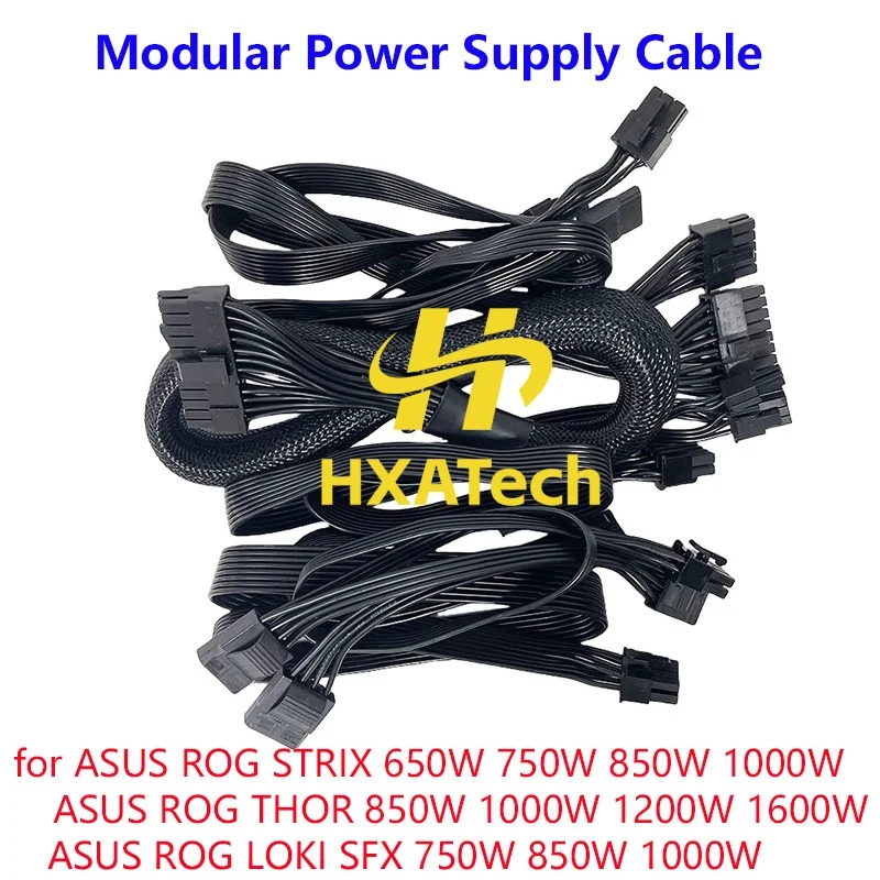 Top Quality 6pcs/set Cable Kit black ATX 24pin CPU SATA 15pin for ASUS ROG SFX 750W 850W 1000W 650w 1200w 1600w