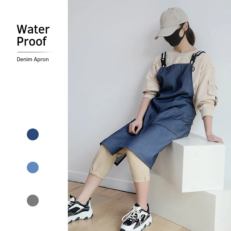 

Aprons Cotton Canvas Denim Waterproof Home Kitchen Cooking Barber Barista Apron Antifouling Overalls Soft Fabric Comfortable