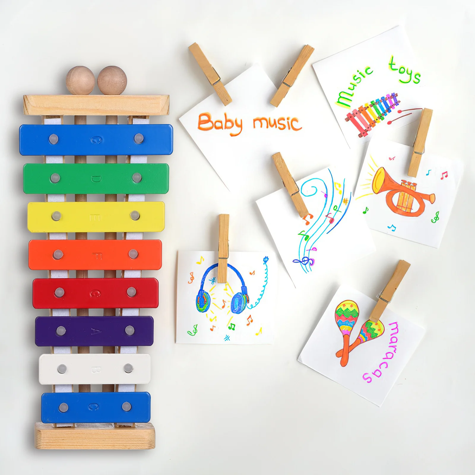

1Set Large Xylophone for Bright Design Sturdy Metal Construction Hand Knocking Musical Instrument Fun Learning