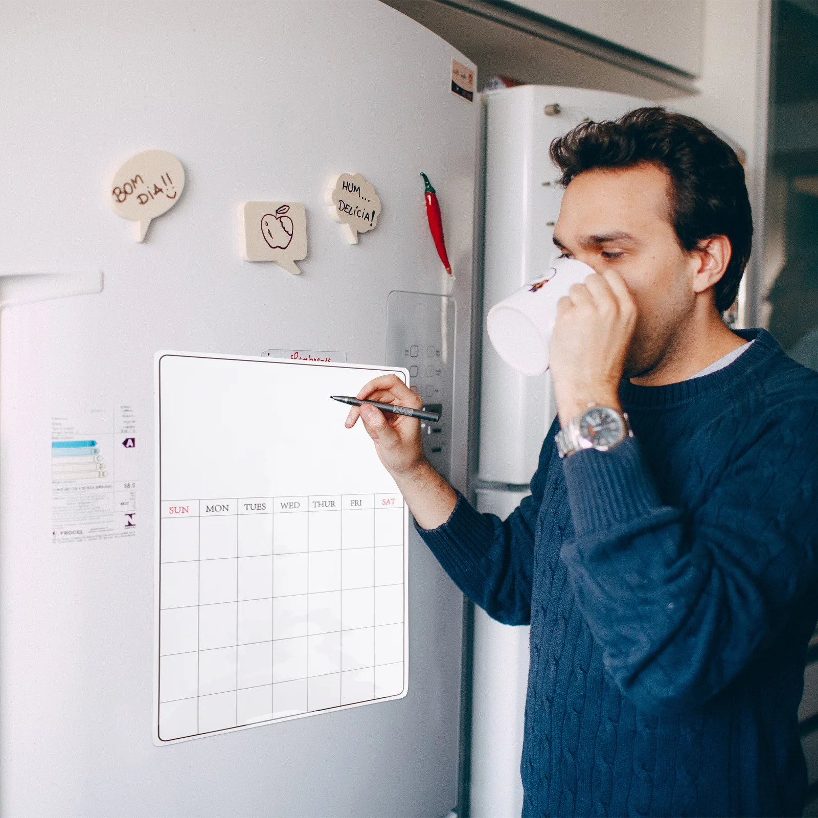 2 قطعة لوحة مخططة مغناطيسية قابلة لإعادة الاستخدام وقابلة للمسح جدول الثلاجة منظم لوحة رسائل منزلية لتذكير تخطيط المطبخ #4