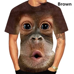 Divertente bacio scimmia labbro grafica maglietta per uomo abbigliamento 3D parodia gorilla orangutan stampato t-shirt unisex manica corta top tees