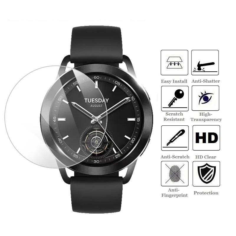 5PCS Screen Protector for Xiaomi Mi Watch S3 47mm Smartwatch Tempered Glass Scratch-Proof Protective Film