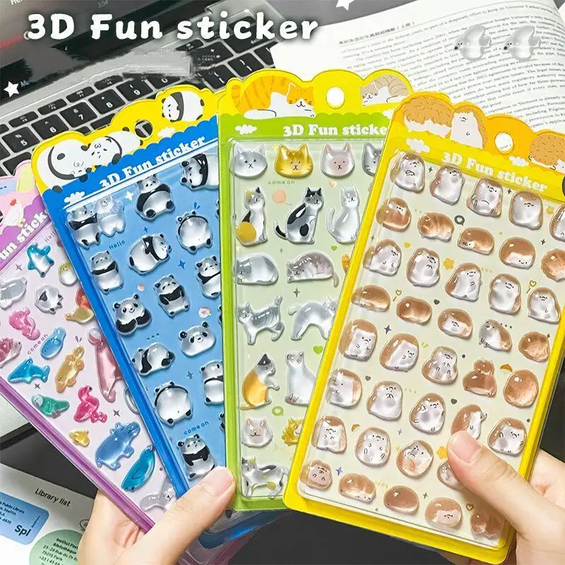 

Cartoon Cute 3D Relief Sticker Fun Animal Crystal Stickers Stationery Scrapbooking Diy Mobile Phone Case Decorative Gift