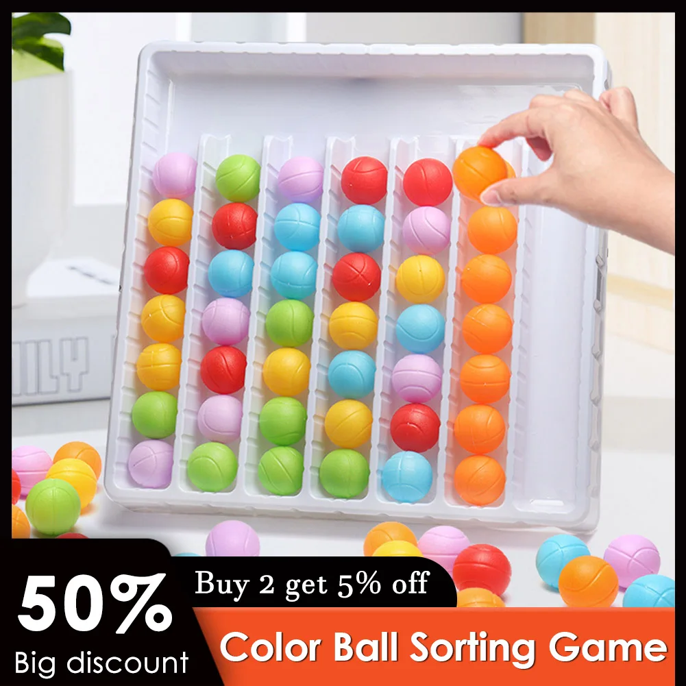 Color Sorting Ball Toy for Kids, Colorful Balls Sensory Game, Rainbow Board Game, Color Sorting Counting Puzzle, Gifts