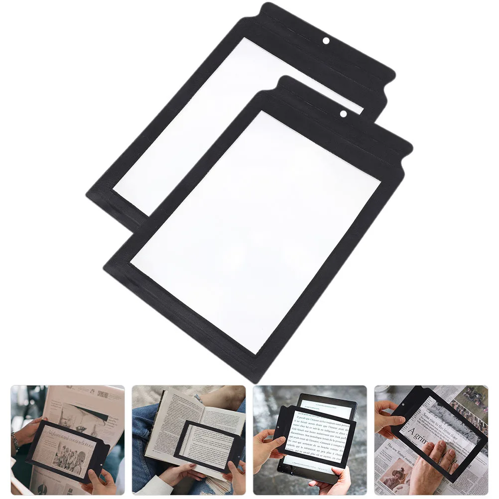 

2pcs Full Page Reading Magnifier Lightweight Ultra-Thin A4 Size Magnifying Glass For Elderly Portable Learning Tool
