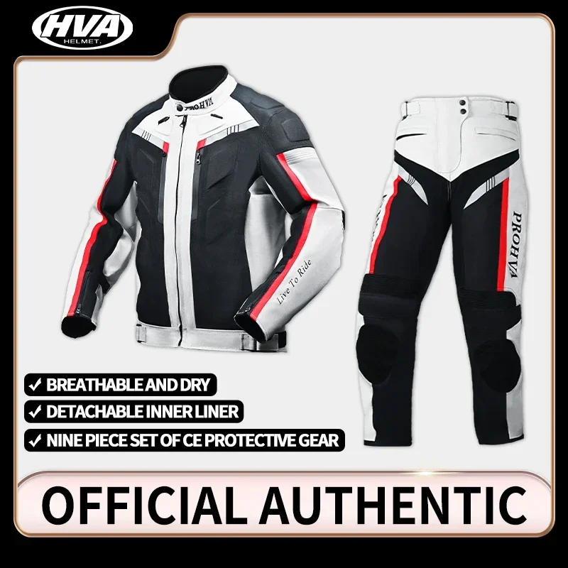 HVA Waterproof Motorcycle Jacket Men\'s Racing Suit Removable Liner Warm Autumn and Winter Motorcycle Jacket Suit Anti-fall Suit