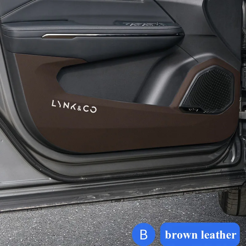 

For Lynk & Co 01 05 2023 2022 2021 Accessories Leather Carbon Fiber Sticker Door Anti Kick Cover Protection Mat