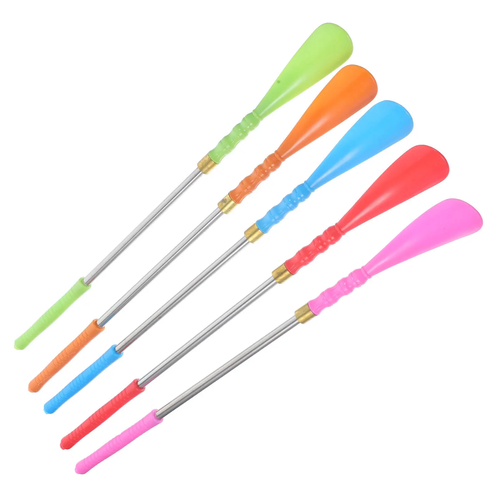 5pcs Horn Reusable Stainless Steel Long Handle Shoe Lifter Household Shoe Helper For Home Travel Use Auxiliary Tool