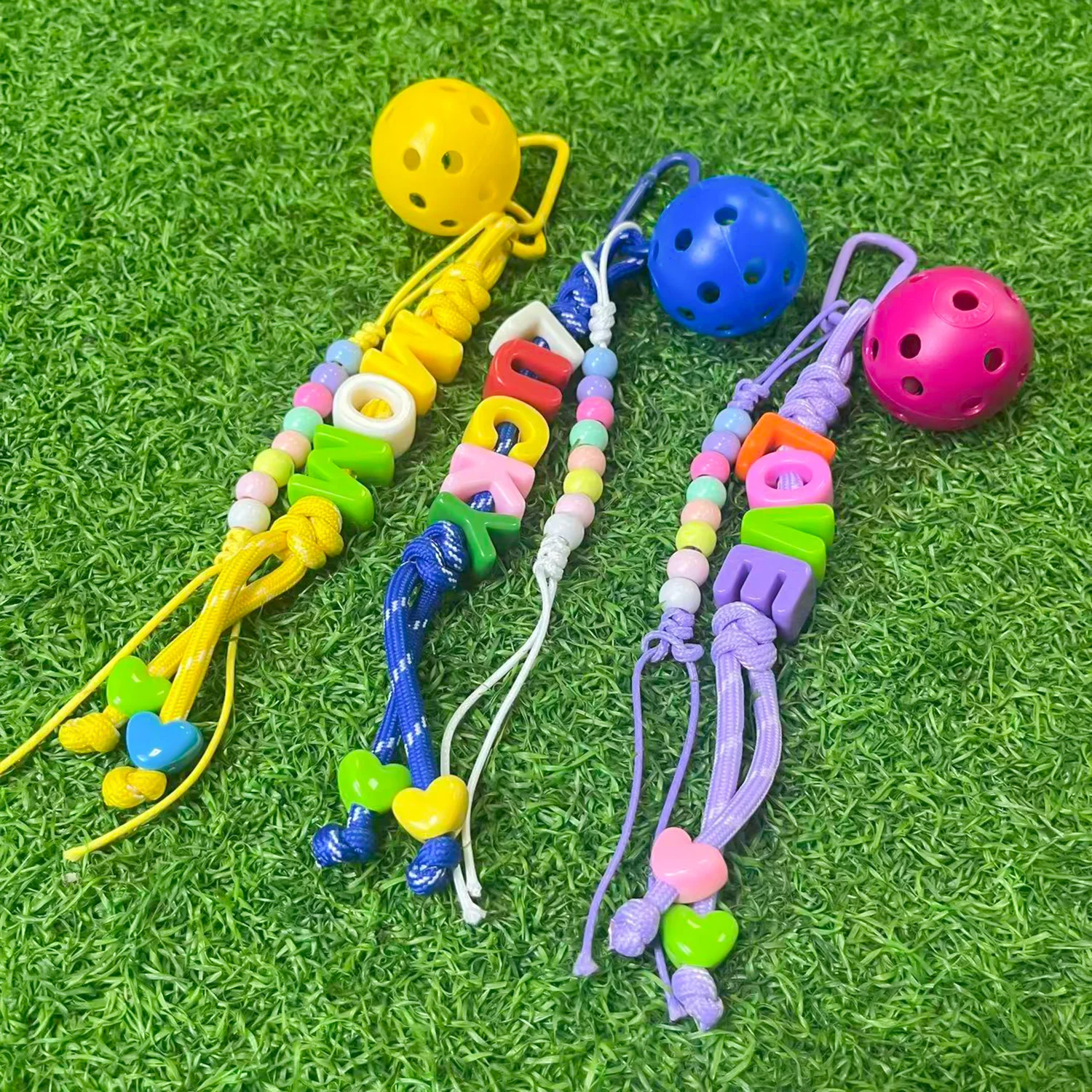 42MM/74MM Pickleball Handmade Keychains Inspirational Gifts for Pickle ball Lovers Women Men Cute Unique Design in 3 Colors