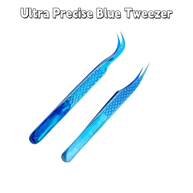 1pcs Curved Dream Blue Tweezers Professional Precision Flying Line Tweezers Super Fine Tip For Tiny Motherboard Electronics