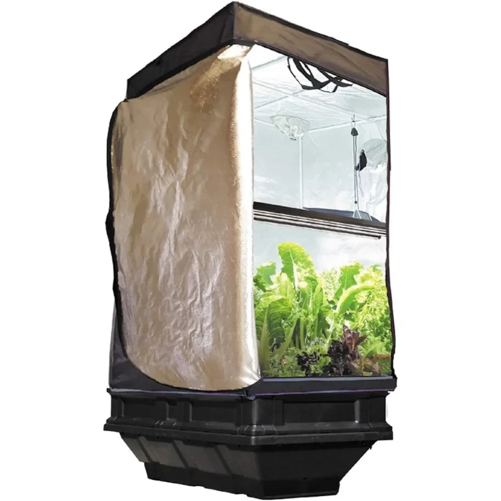 Indoor Grow Tent Kit – Self Watering with LED Light – Reflective Grow Tent Complete System, Trolley Stand – All-in-One Indoor