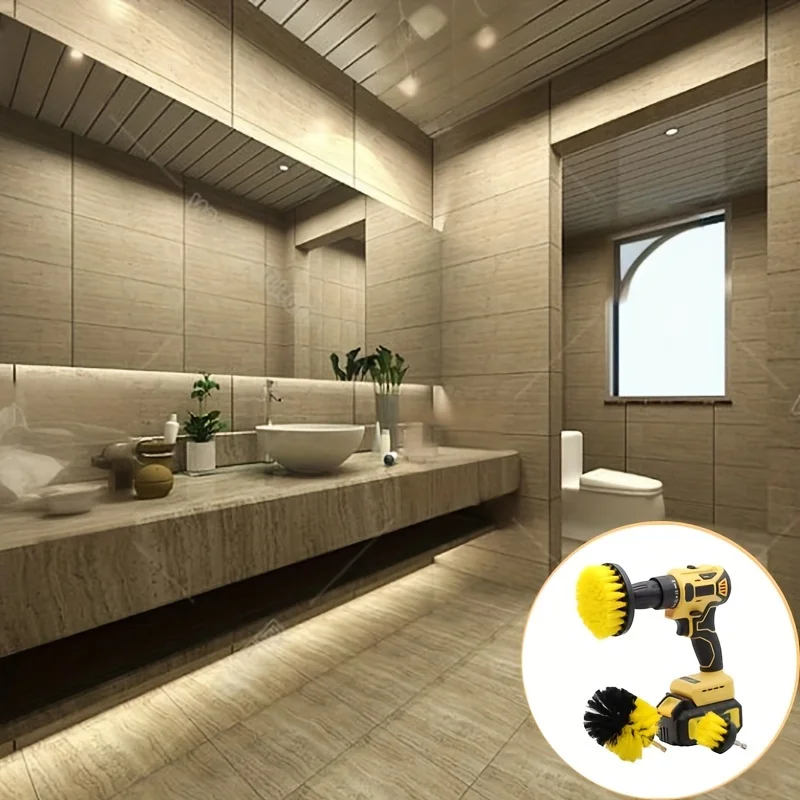 3pcs/set, Drill Brush Set, Power Scrubber Brush, Drill Brush Attachment, Multipurpose Power Scrub Brush, Suitable For Grout Floo