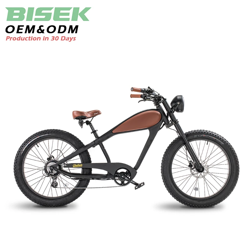 Clrak China-Made Retro Vintage 750W/1000W Electric Fat Bike Green Power Beach Cruiser E Bike Rear Hub Motor OEM/ODM Lithium Batt