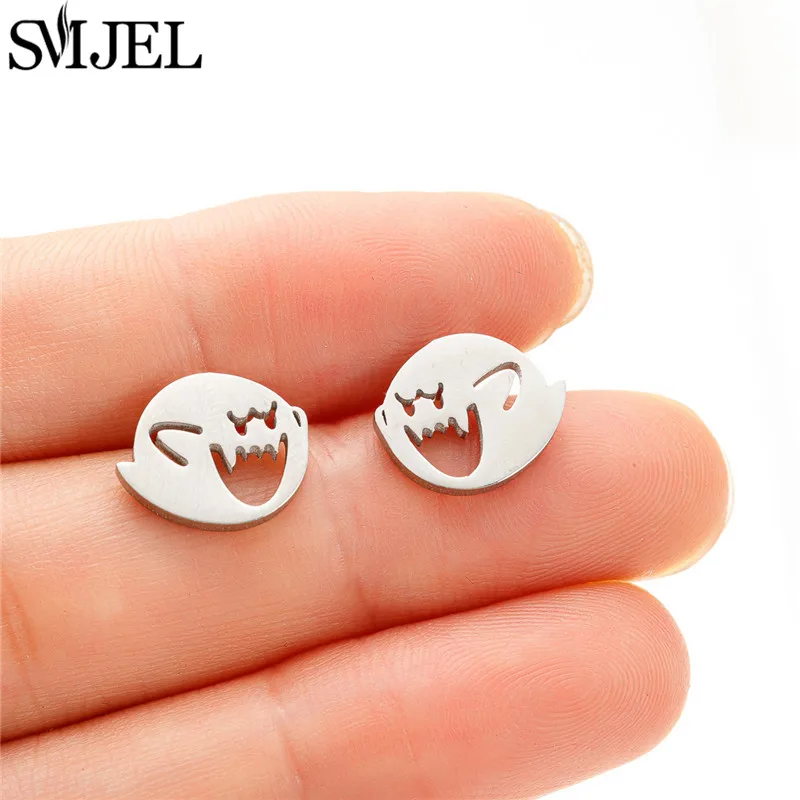 Cute Animal Stainless Steel Earrings 2024 Fashion Pig Giraffe Lizard Ear Studs for Women Naughty Ghost Piercing Cosplay Jewelry