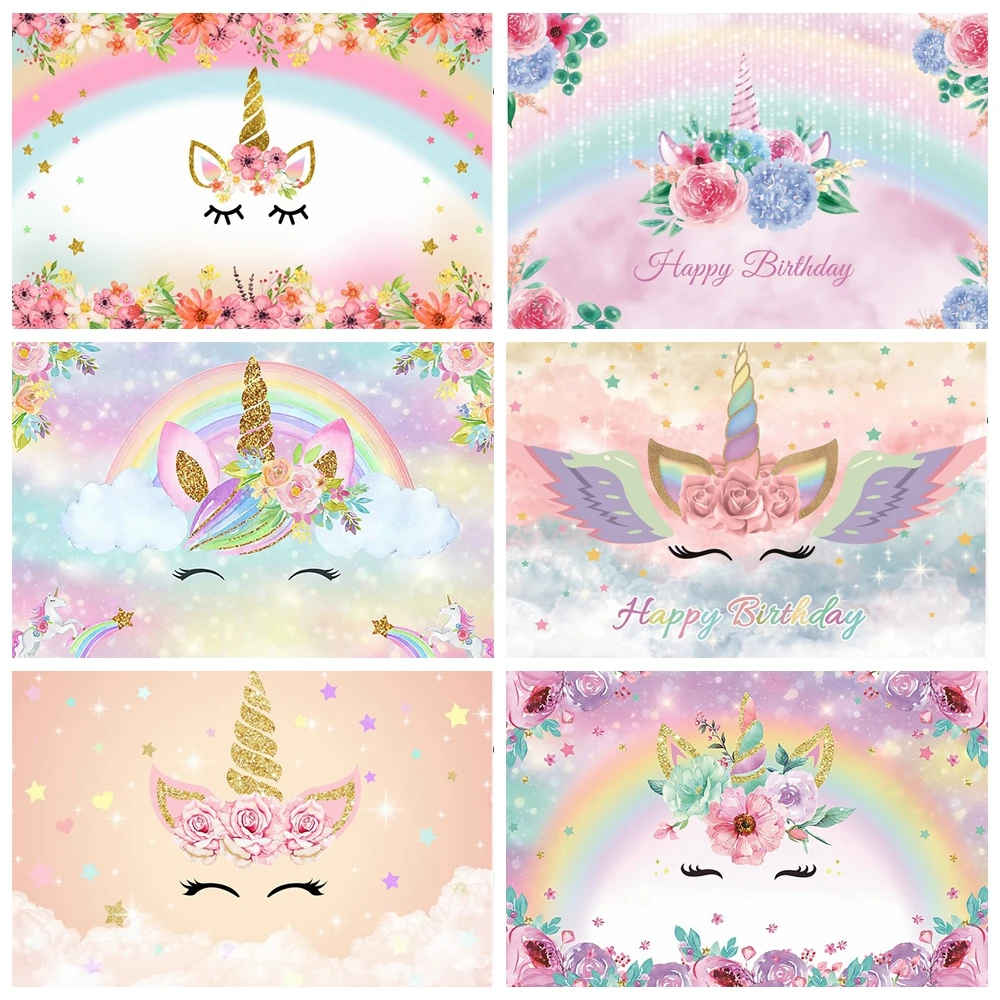 

Rainbow Unicorn Backdrop for Girls Birthday Party Newborn Baby Shower Photography Background Decor Banner Photo Studio Shoots