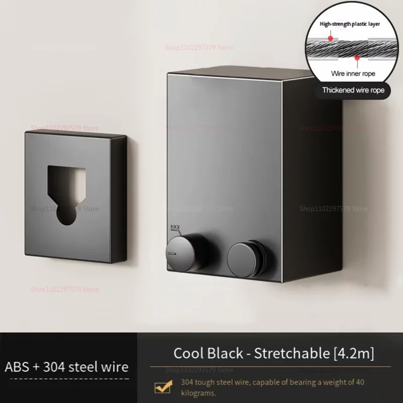 No Hole-Free Shrinkage Clothesline Invisible Bathroom Hotel Clothes Rack Wire Rope Living Room Balcony Portable Clothes Drying