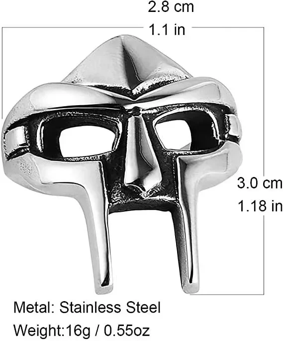 Vintage Goth Mf Doom Mask Adjustable Joint Ring For Men Gladiator Punk Egyptian Pharaoh Male Open Ring Jewelry