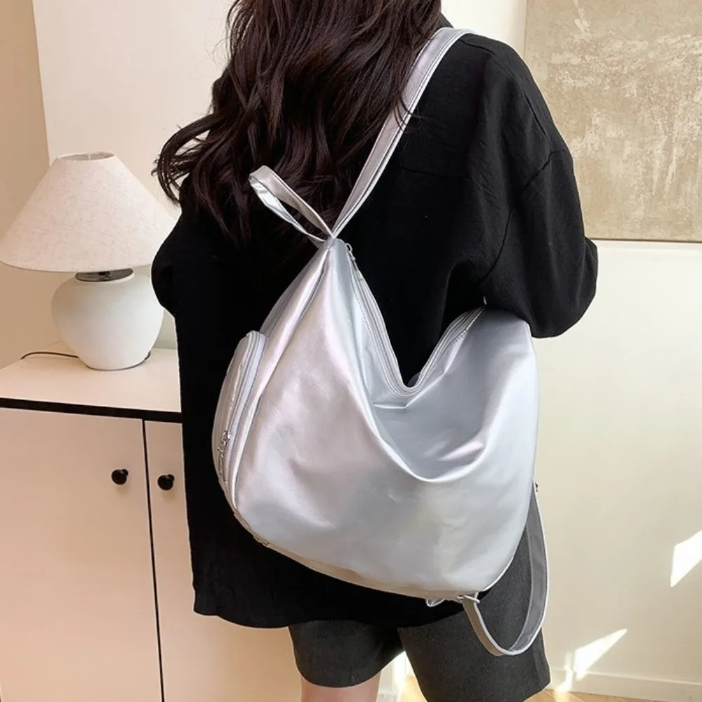 Fashion Solid Color Single Shoulder Bag Zipper Waterproof Crossbody Bag Multi-function Large Capacity Women's Backpack Student