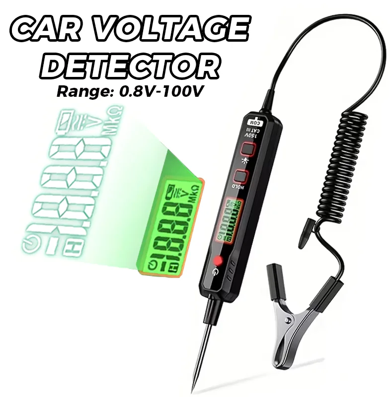 HT86A DC Voltage Detector 0.8-100V Car Circuit Tester Car Diagnostic Probe Test Pen Digital Backlight Electric Measuring Tools