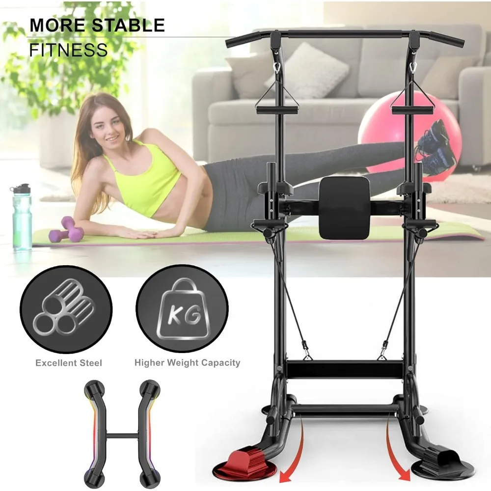 Power Tower Dip Station Pull Up Bar Exercise Tower Adjustable Pull Up Station Pull Up Tower Bar for Home Gym Multifunctional