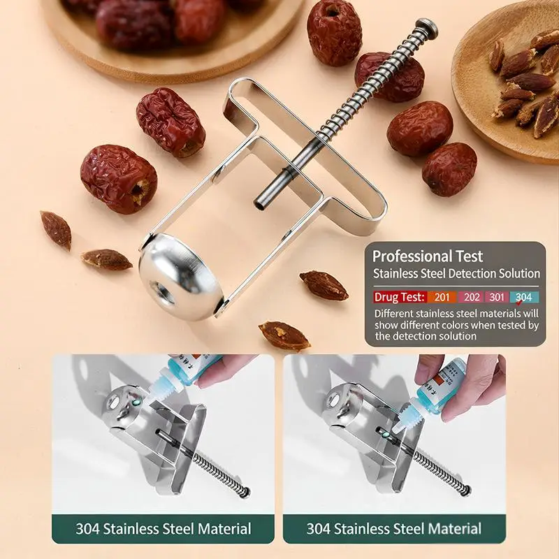 Stainless Steel Date Pitter Single Step Core Removal Multi Functional Tool for Fruit Lovers