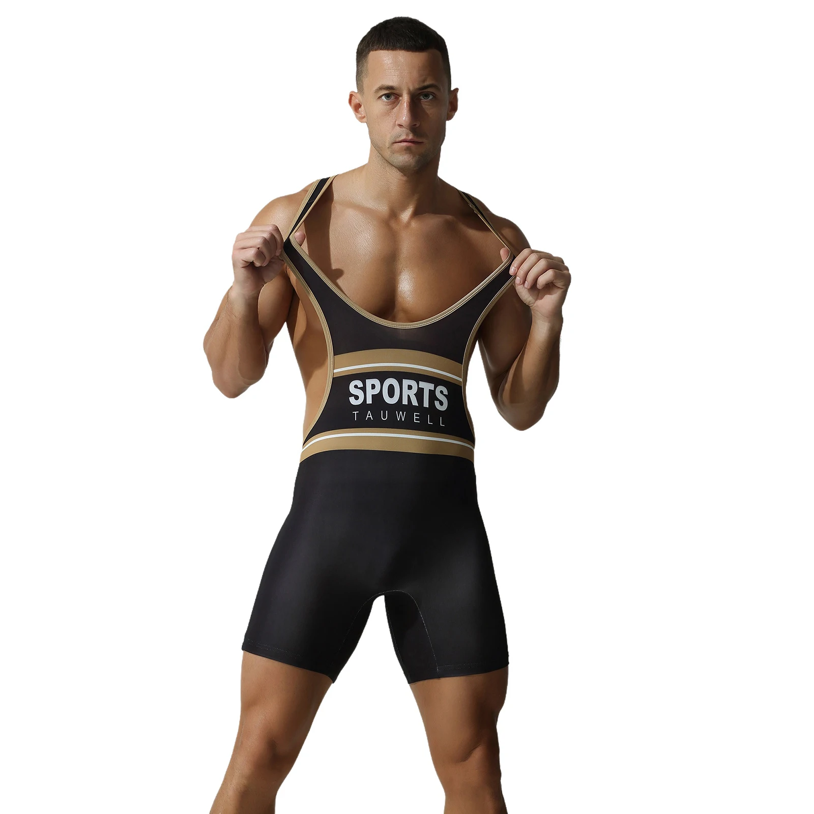 

Men's Wrestling Singlets Athletic Sport Gym Fitness Bodysuit Sleeveless Stretchy Active Boxer Wrestling Competition Jumpsuits