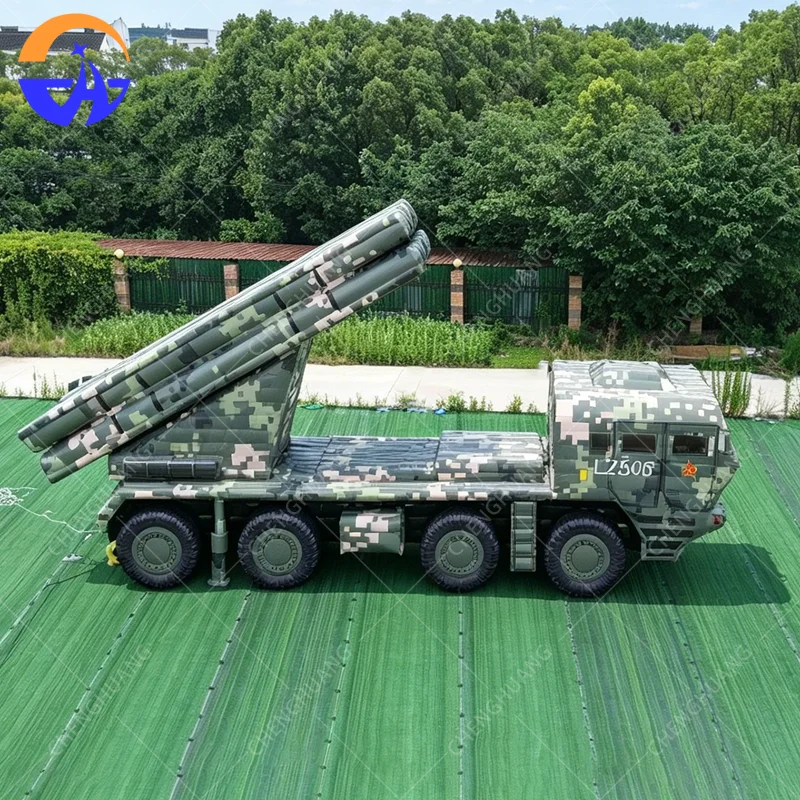 Customized large simulation inflatable tank cannon model Oxford cloth material with blower inflatable decoration