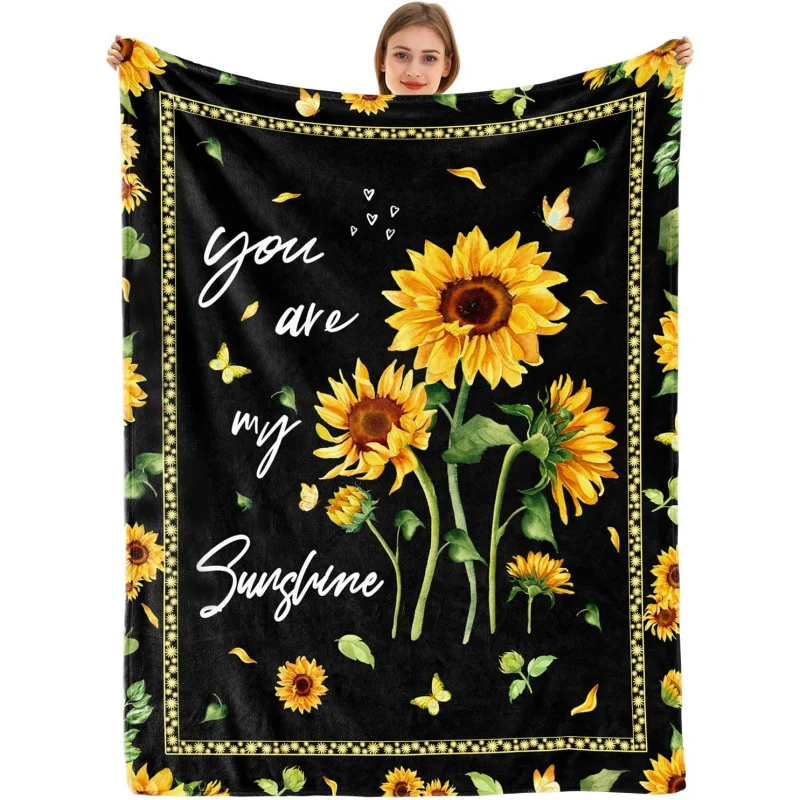 

Sunflower design flannel wool blanket for girlssuper soft and comfortable plush gift