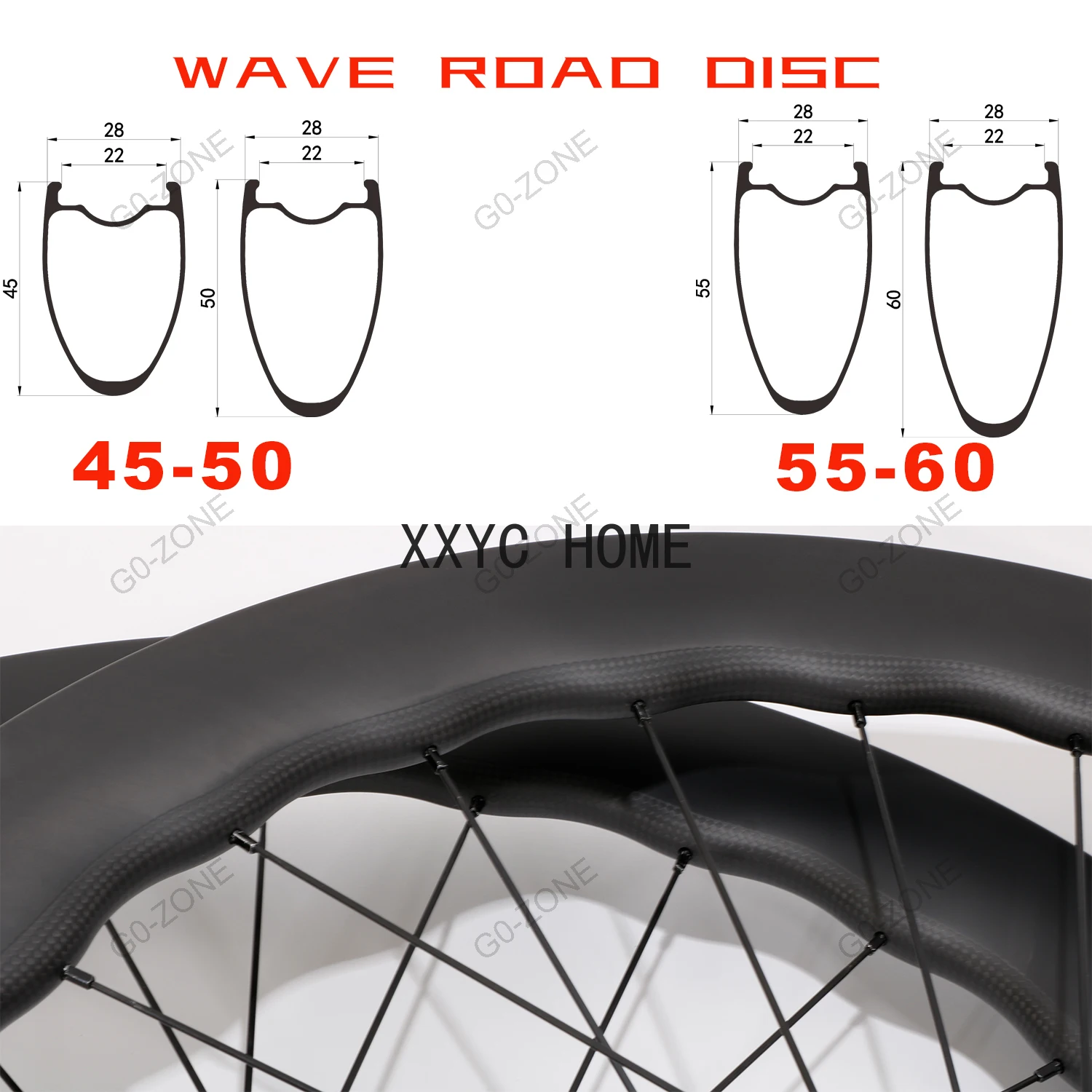 Ultralight 28mm 700c Road Wave Carbon Wheel Disc Clincher Tubeless Sapim Or Pillar 1420 DT / Novatec /Gozone Centerlock Wheelset