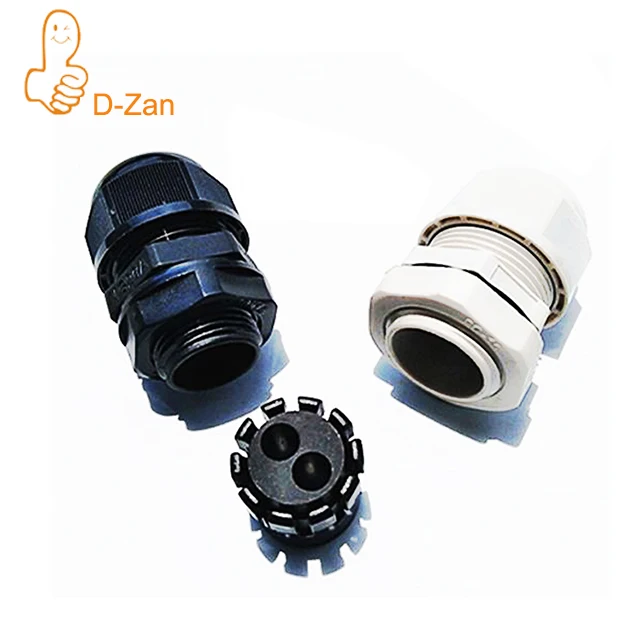 M20 Cable Gland 2 Holes Waterproof IP68 Nylon Joint Adjustable Locknut for 3-6mm Dia Wire