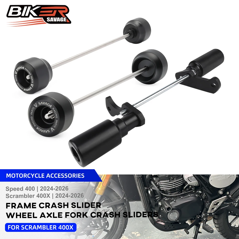 

For Scrambler 400X Rear Front Wheel Axle Fork Crash Sliders FOR Speed 400 2024-2026 Motorcycle Frame Slider Crash Protector