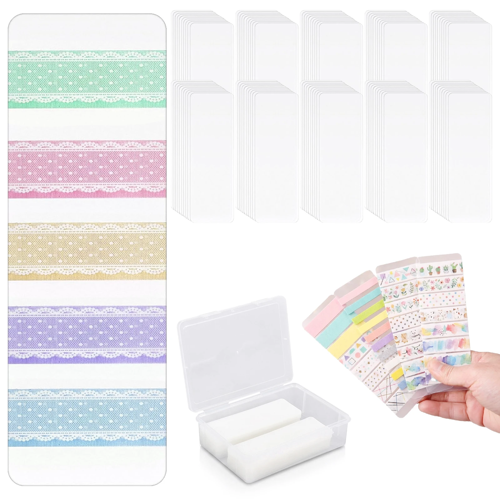 1/2Set Washi Tape Storage Boards Plastic Sample Cards Organizer for Home Office School Decorative Tape Holder Washi Cards