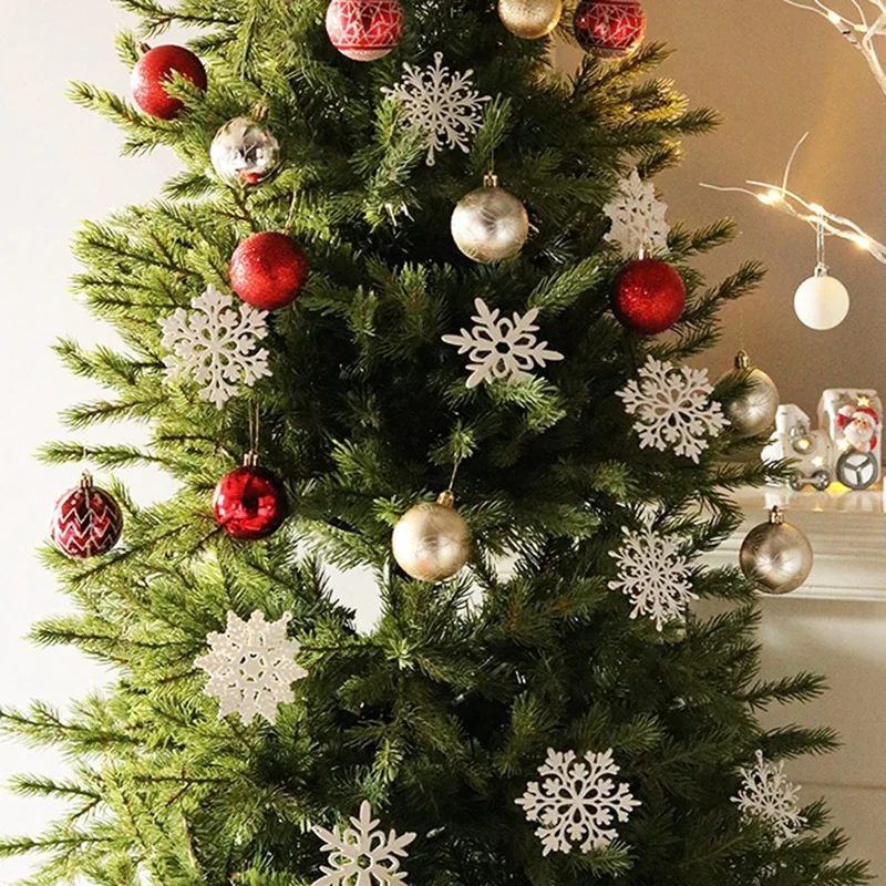 Nuovo-confezione da 40 ornamenti natalizi con fiocco di neve glitterato albero di natale decorazione appesa atmosfera fascino decorazioni per la casa regali